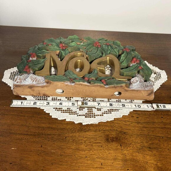 MCM NOEL Holly Berry Christmas chalk ware decor - Picture 6 of 10